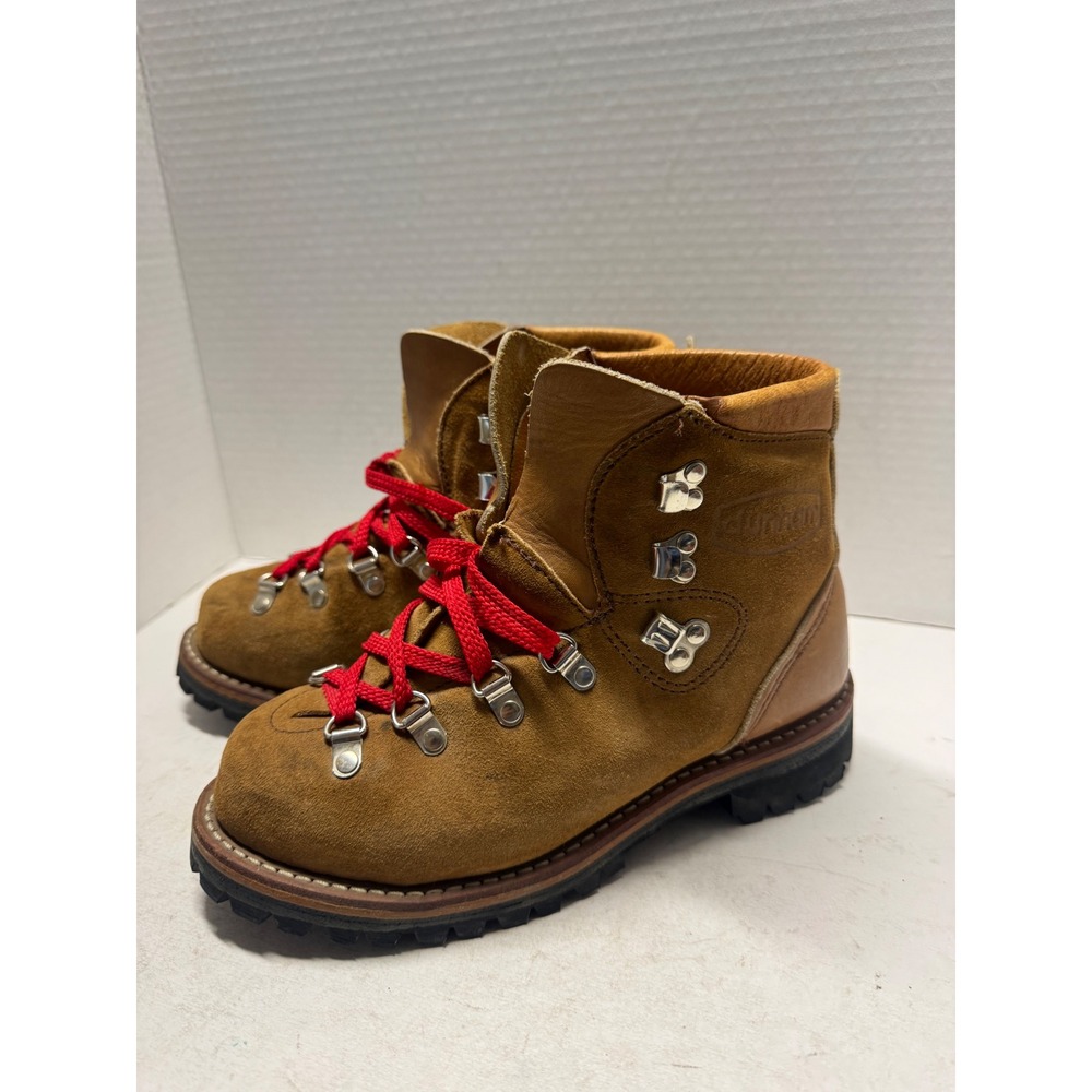 Vintage Dunham Waffle Stomper Hiking Boots Tan Suede Leather Vibram 6 M 6051